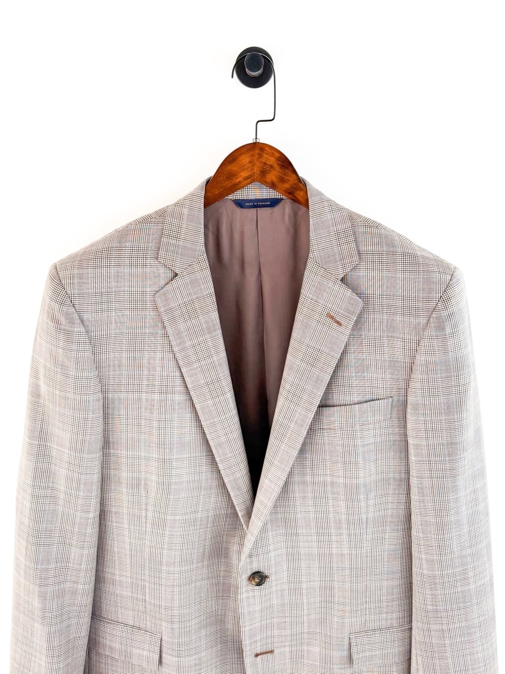 NWT NEW Brooks Brothers Glen Plaid Italian Sport Coat Tan Blue Blazer Men's 43L - Picture 4 of 14